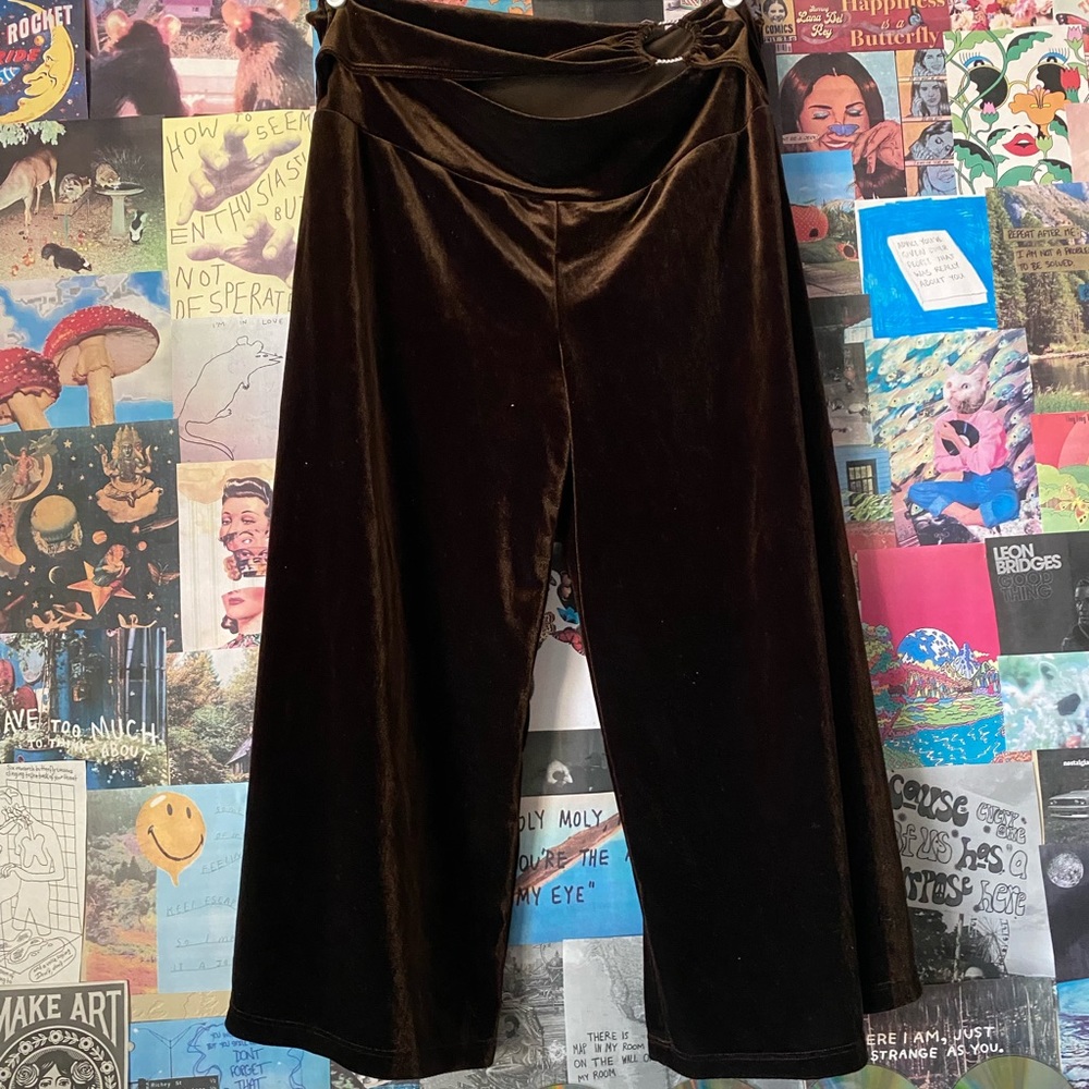 wide leg crop velvet pants